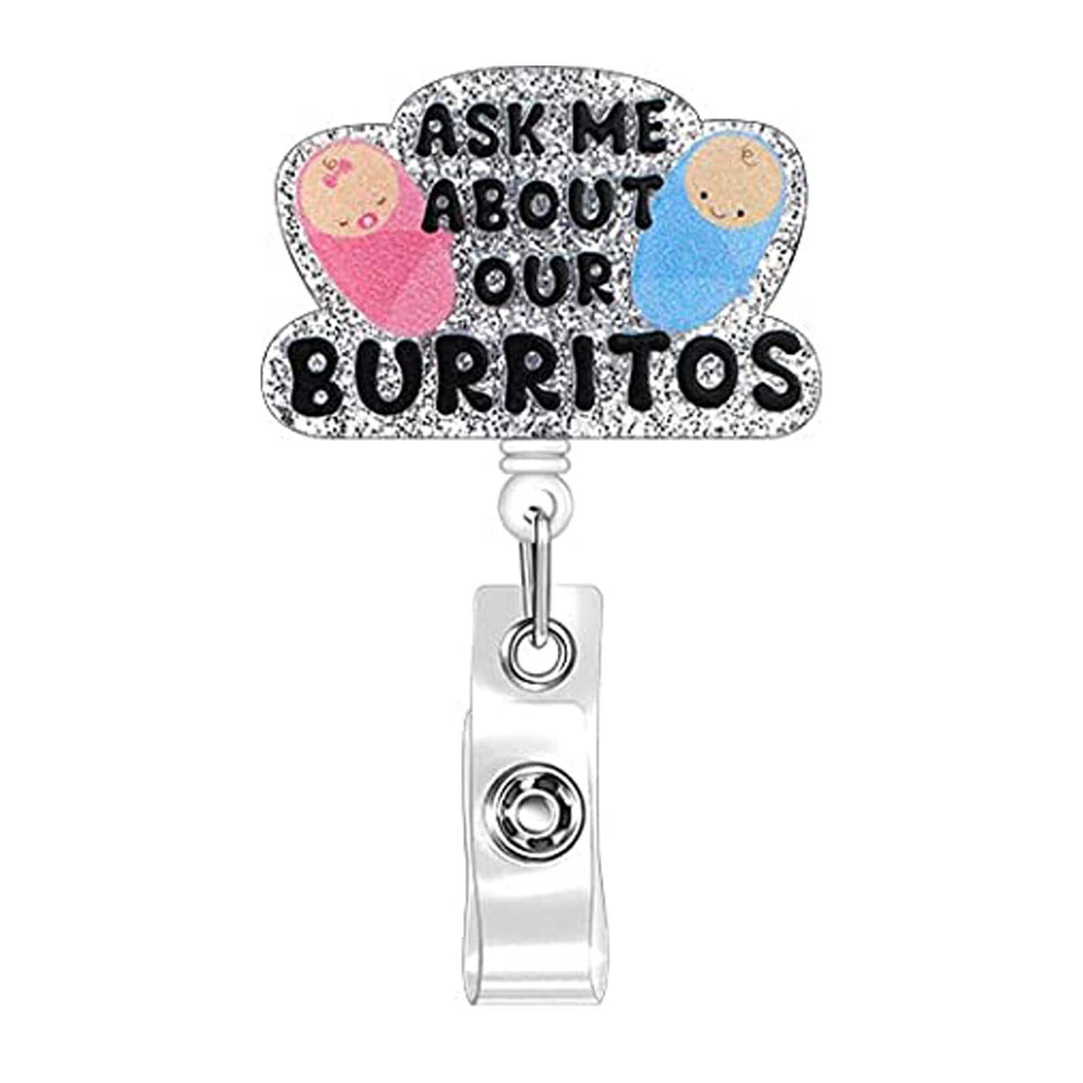 Wholesale Badge Reels Glitter Acrylic Baby Bottle Rainbow Retractable Keychain